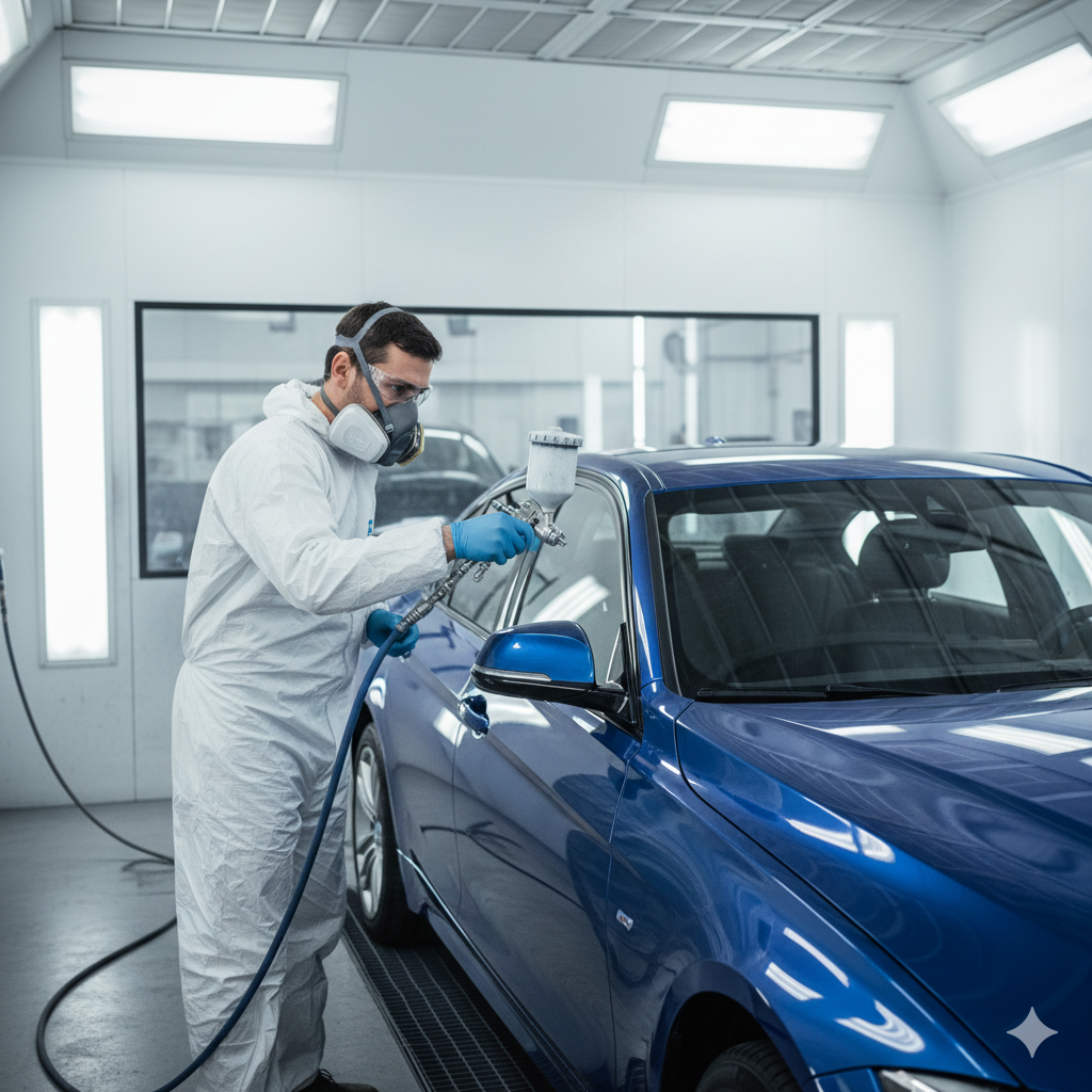 Técnico BMW trabajando en la carrocería