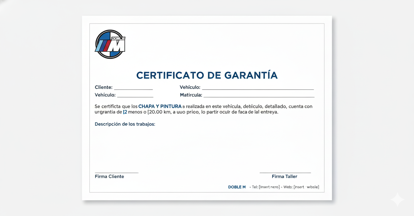 Certificado de garantía de pintura BMW